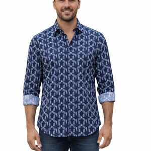 Rodd & Gunn Navy Geometric Button Down Shirt